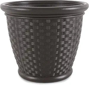 Suncast 18" Sonora Resin Wicker Planters, 2 pk. - Java