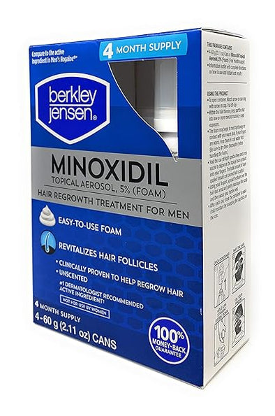 Berkley Jensen Men's Hair Regrowth Treatment for Men Minoxidil Topical Aerosol 5% Foam 4 Month Supply