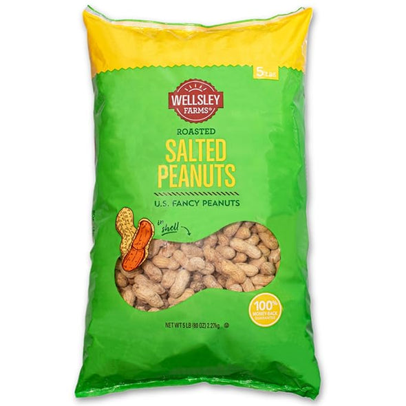 Wellsley Farms Salted & Roasted In-Shell Peanuts, 80.0 Ounce (5 lbs)